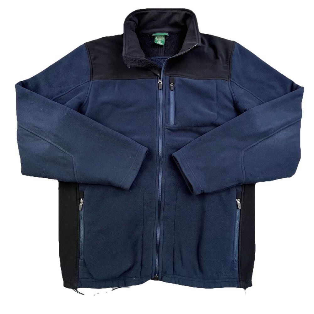 L.L. Bean Fleece Jacket Men's L Tall Blue Full Zip Outdoor Softshell